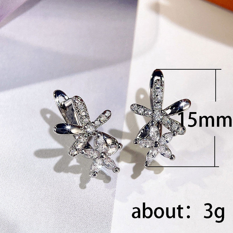 Jewels Galaxy American Diamond Studded Dual Star Shaped Clip-On Earrings