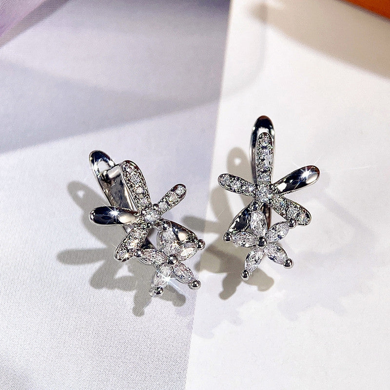 Jewels Galaxy American Diamond Studded Dual Star Shaped Clip-On Earrings