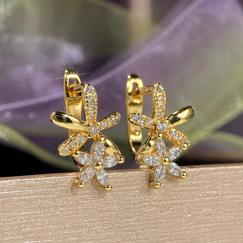 Jewels Galaxy American Diamond Studded Dual Star Shaped Clip-On Earrings