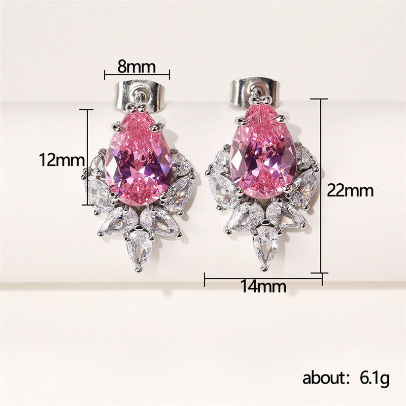 Jewels Galaxy Silver Plated American Diamond Studded Crushed Ice Cut Drop Earrings