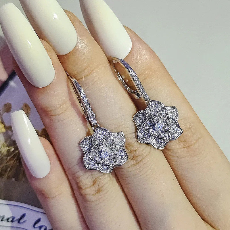 Jewels Galaxy Silver Plated AD Studded Yellow Square Shape Crushed Ice Cut Hanging Earrings