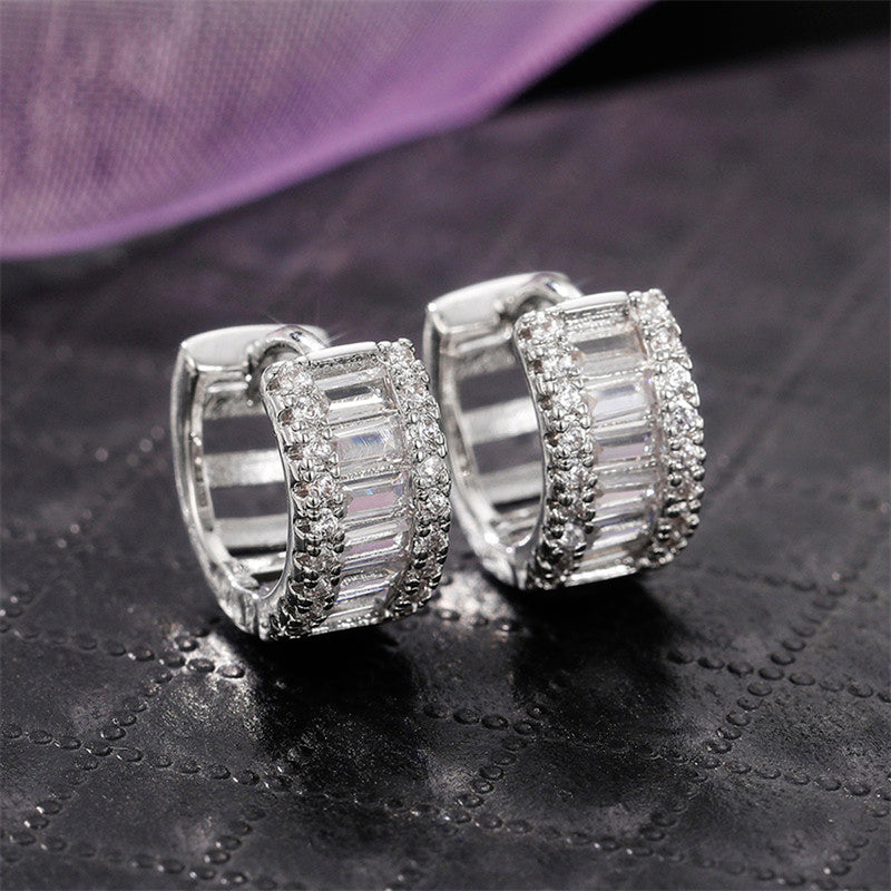 Jewels Galaxy American Diamond Studded Contemporary Hoop Earrings