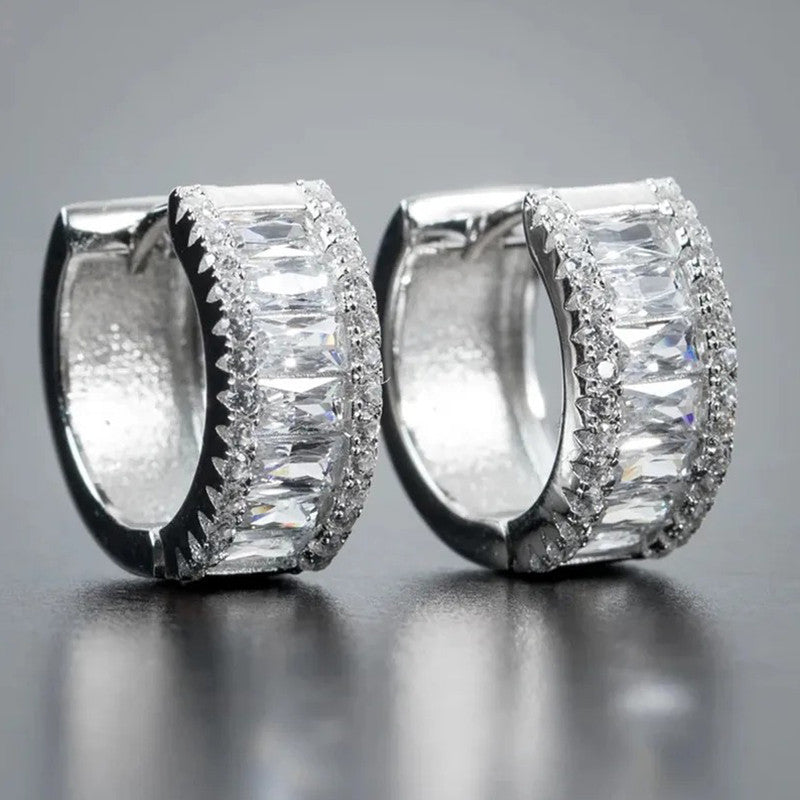 Jewels Galaxy American Diamond Studded Contemporary Hoop Earrings