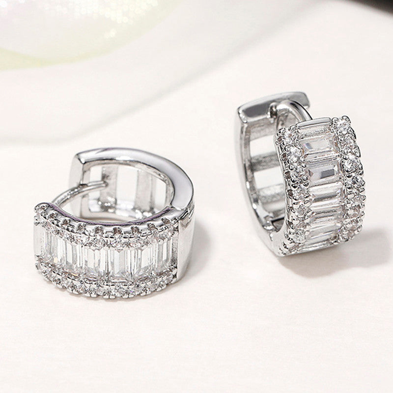 Jewels Galaxy American Diamond Studded Contemporary Hoop Earrings