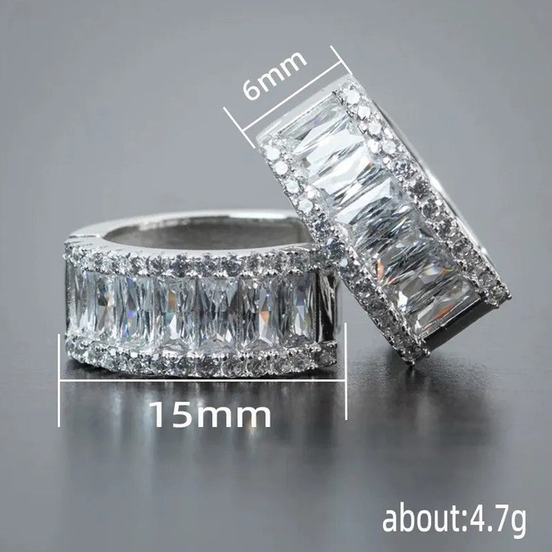 Jewels Galaxy American Diamond Studded Contemporary Hoop Earrings