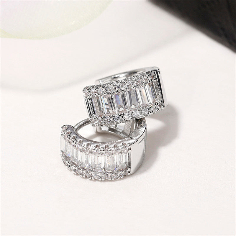 Jewels Galaxy American Diamond Studded Contemporary Hoop Earrings