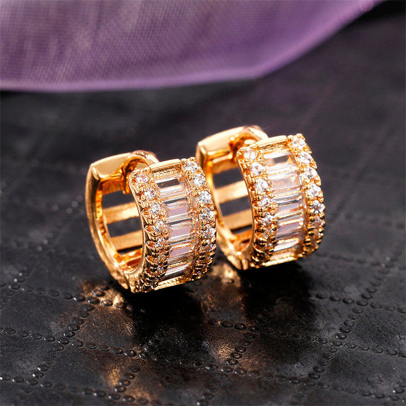 Jewels Galaxy American Diamond Studded Contemporary Hoop Earrings