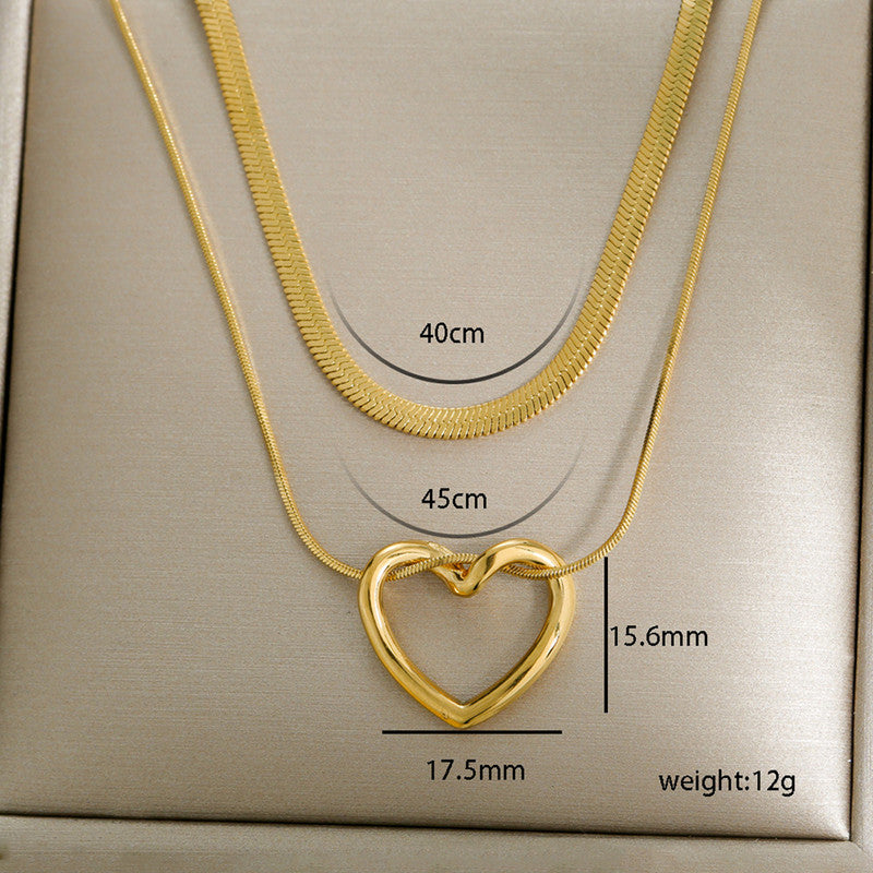 Jewels Galaxy Gold-Plated Anti Tarnish Heart Themed Layered Necklace