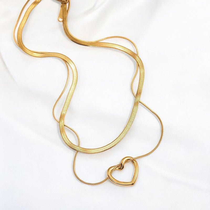 Jewels Galaxy Gold-Plated Anti Tarnish Heart Themed Layered Necklace