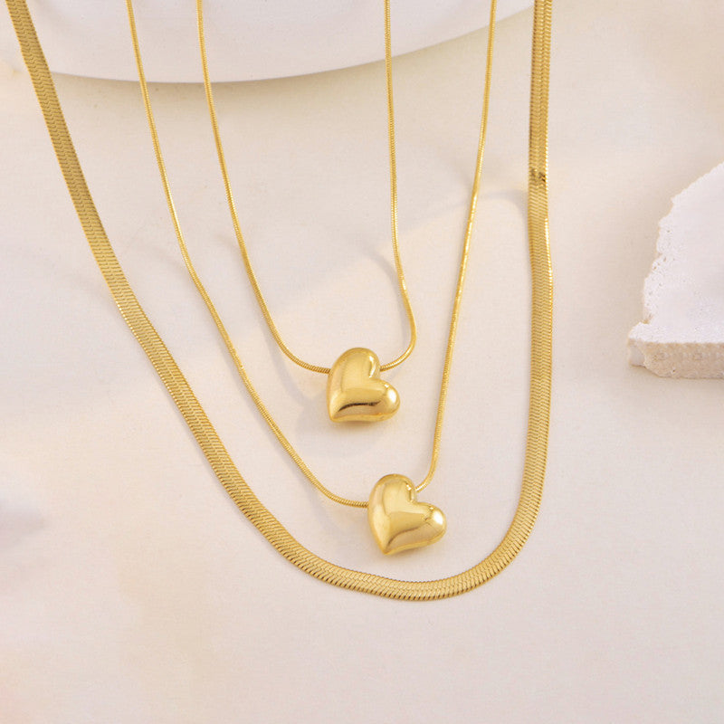 Jewels Galaxy Gold-Plated Anti Tarnish Heart Themed Layered Necklace