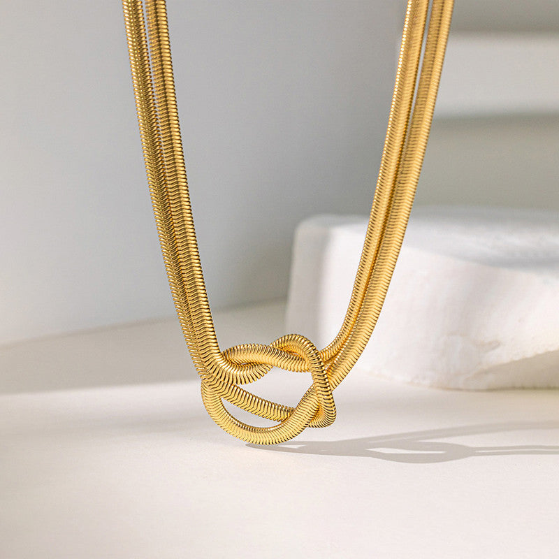 Jewels Galaxy Gold-Plated Anti Tarnish Knotted Chain Layered Necklace