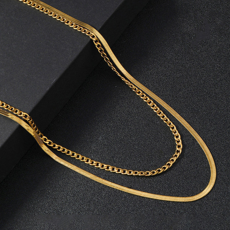 Jewels Galaxy Gold-Plated Anti Tarnish Chain Layered Necklace