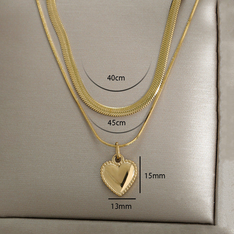 Jewels Galaxy Gold-Plated Anti Tarnish Heart Themed Layered Necklace