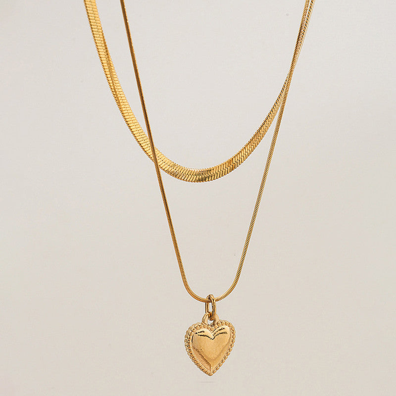 Jewels Galaxy Gold-Plated Anti Tarnish Heart Themed Layered Necklace