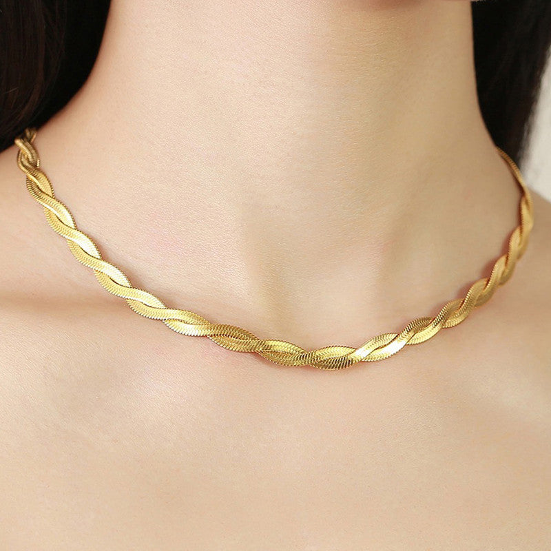 Jewels Galaxy Gold-Plated Anti Tarnish Thick Snake Chain Dual Strand Necklace