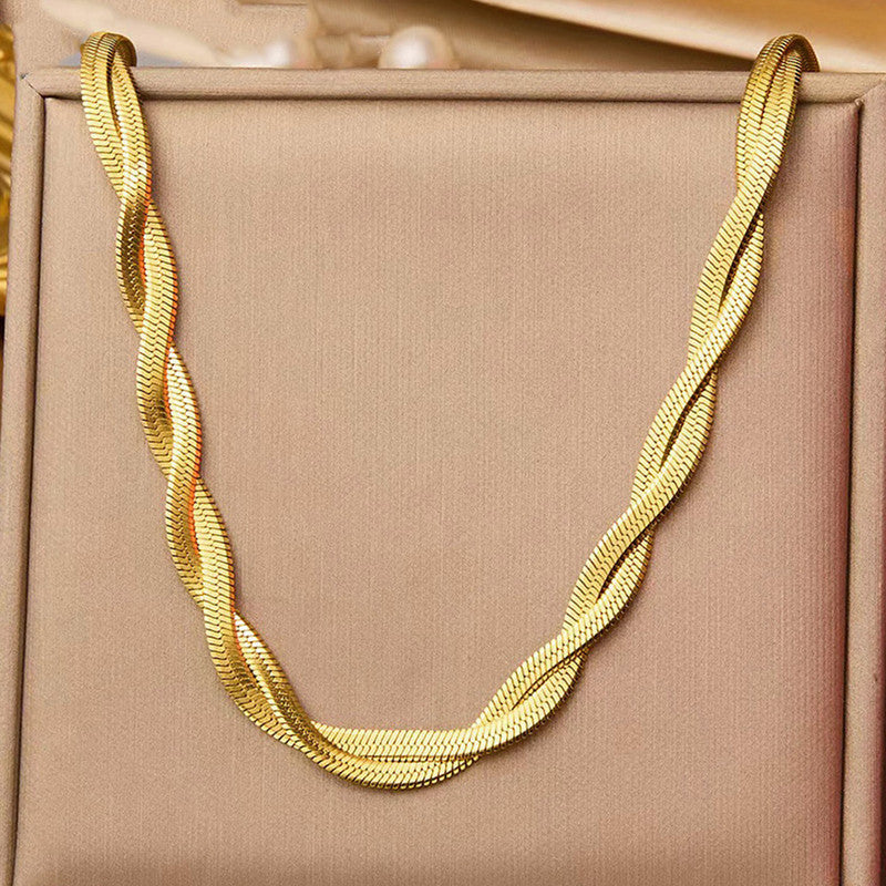 Jewels Galaxy Gold-Plated Anti Tarnish Thick Snake Chain Dual Strand Necklace