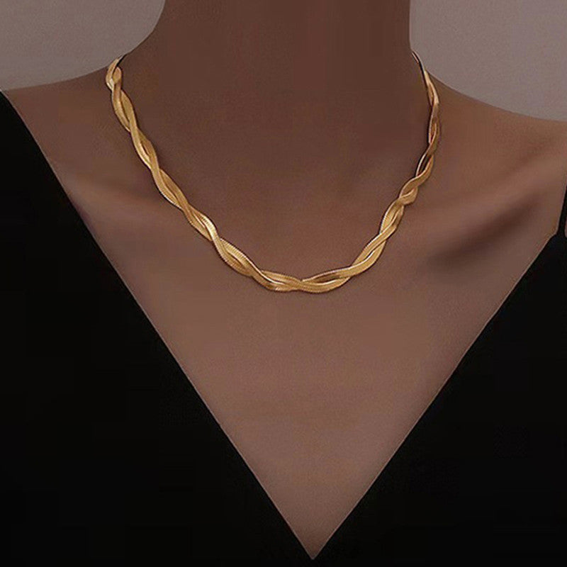 Jewels Galaxy Gold-Plated Anti Tarnish Thick Snake Chain Dual Strand Necklace
