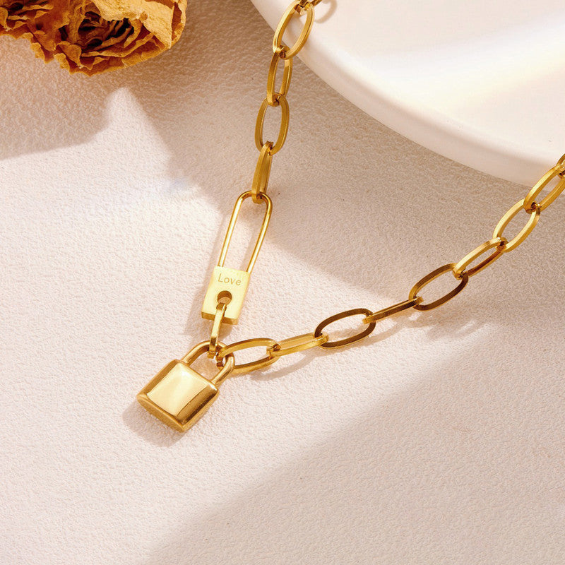 Jewels Galaxy Gold-Plated Anti Tarnish Lock Inspired Rope Chain Necklace