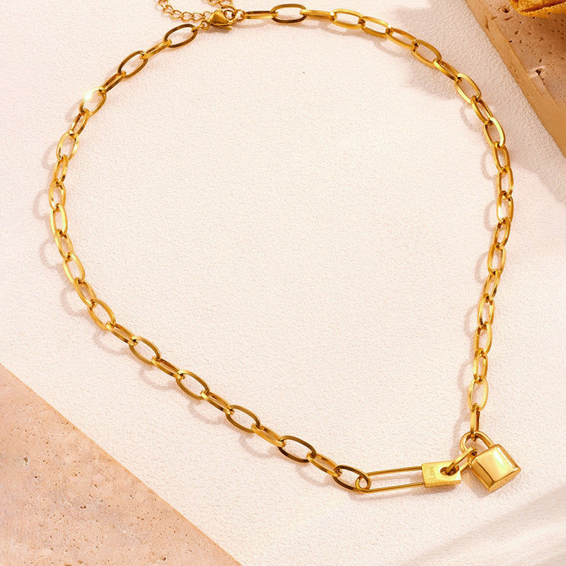 Jewels Galaxy Gold-Plated Anti Tarnish Lock Inspired Rope Chain Necklace