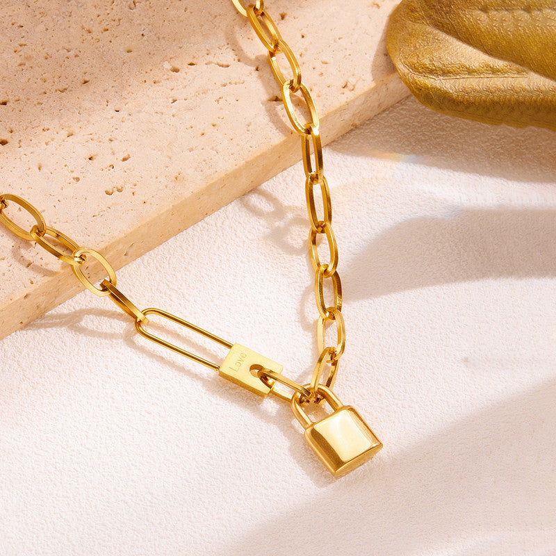 Jewels Galaxy Gold-Plated Anti Tarnish Lock Inspired Rope Chain Necklace