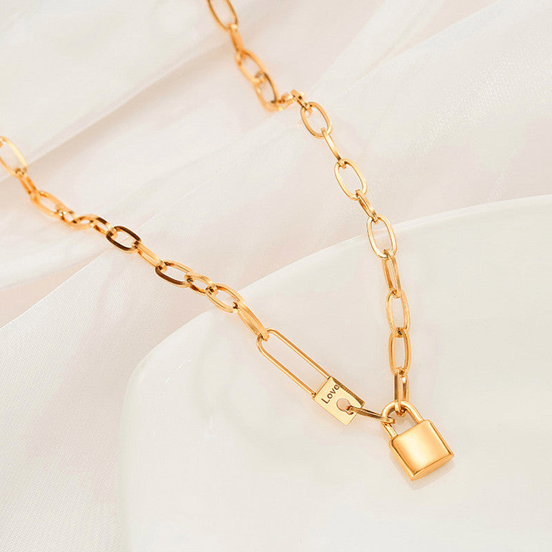 Jewels Galaxy Gold-Plated Anti Tarnish Lock Inspired Rope Chain Necklace