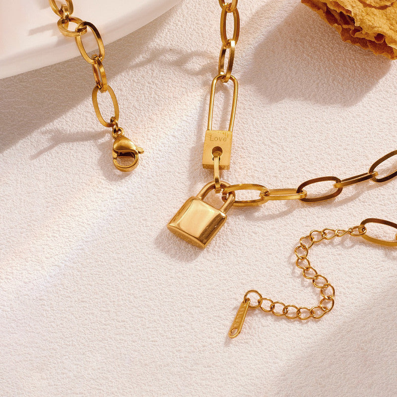 Jewels Galaxy Gold-Plated Anti Tarnish Lock Inspired Rope Chain Necklace