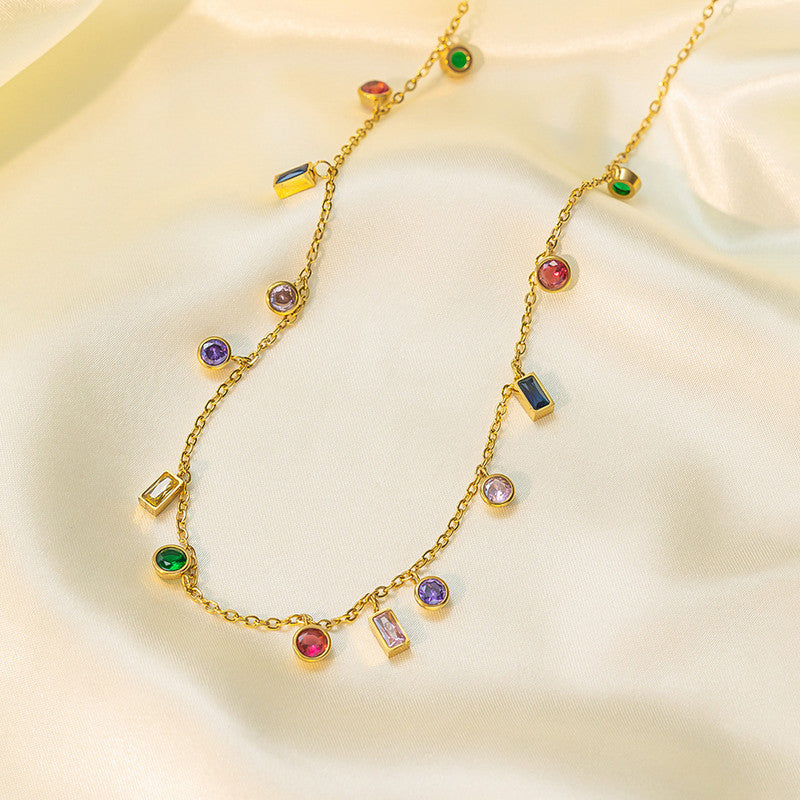 Jewels Galaxy Gold Plated Anti Tarnish Multicolour Geometrical Necklace
