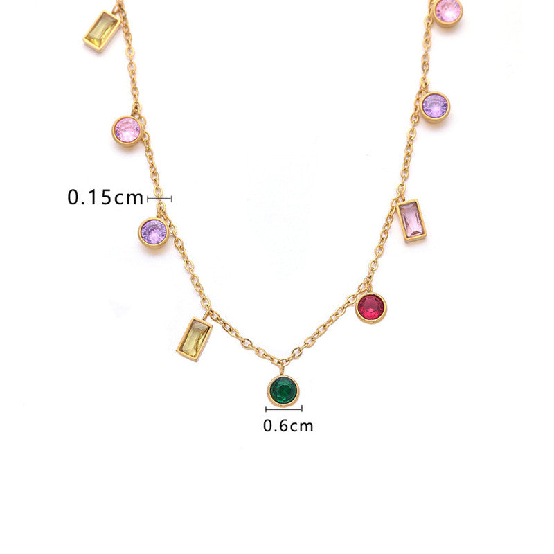 Jewels Galaxy Gold Plated Anti Tarnish Multicolour Geometrical Necklace