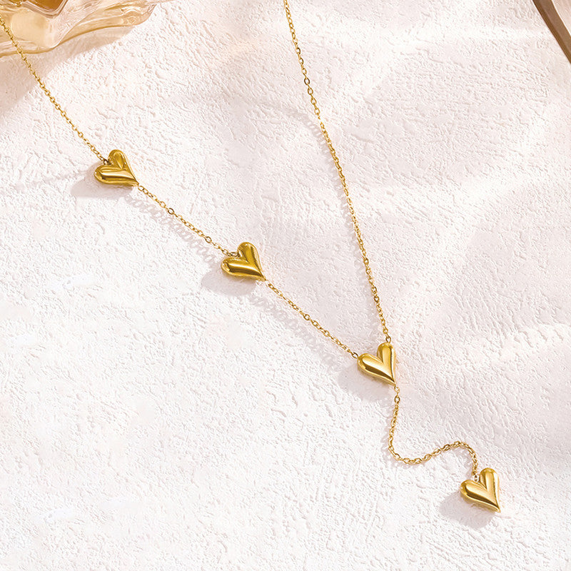 Jewels Galaxy Gold-Plated Anti Tarnish Heart Themed Long Necklace