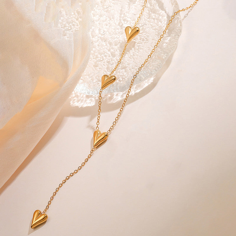 Jewels Galaxy Gold-Plated Anti Tarnish Heart Themed Long Necklace