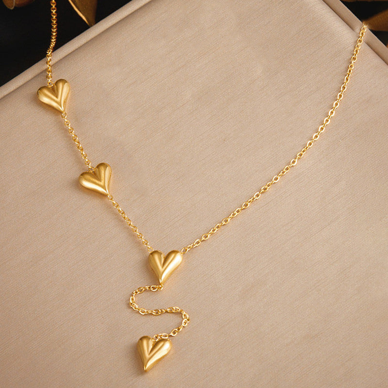 Jewels Galaxy Gold-Plated Anti Tarnish Heart Themed Long Necklace