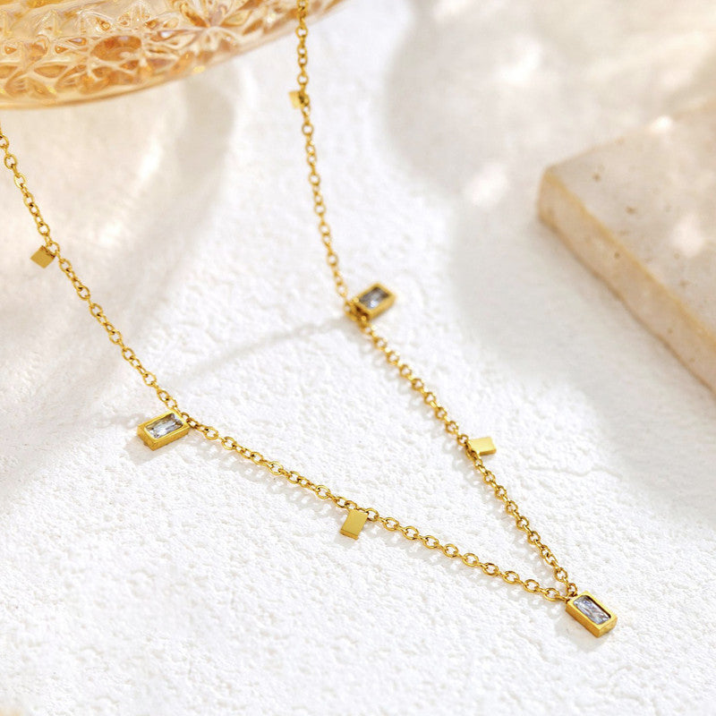 Jewels Galaxy Gold Plated Stainless Steel Anti Tarnish Gold-Toned Geometric Necklace For Women