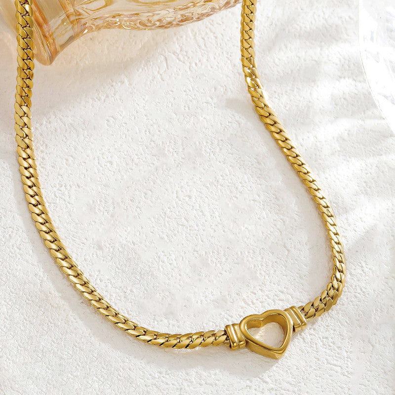 Jewels Galaxy Gold Plated Stainless Steel Anti Tarnish Heart Themed Necklace