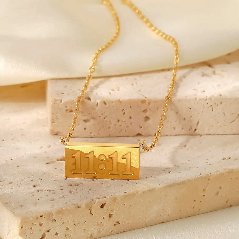 Jewels Galaxy Gold-Plated Anti Tarnish 11:11 Angel Make a Wish Stainless Steel Pendant