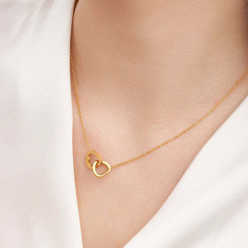 Jewels Galaxy Gold-Plated Anti Tarnish Heart Themed Pendant