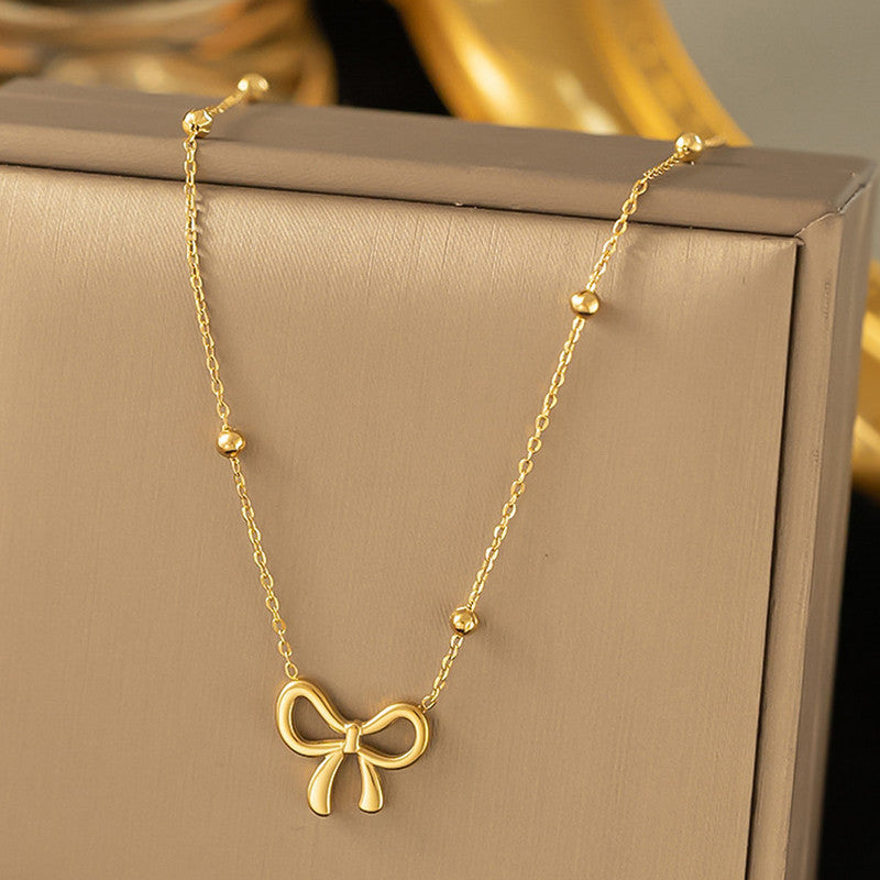 Jewels Galaxy Gold-Plated Anti Tarnish Infinity Bow Pendant