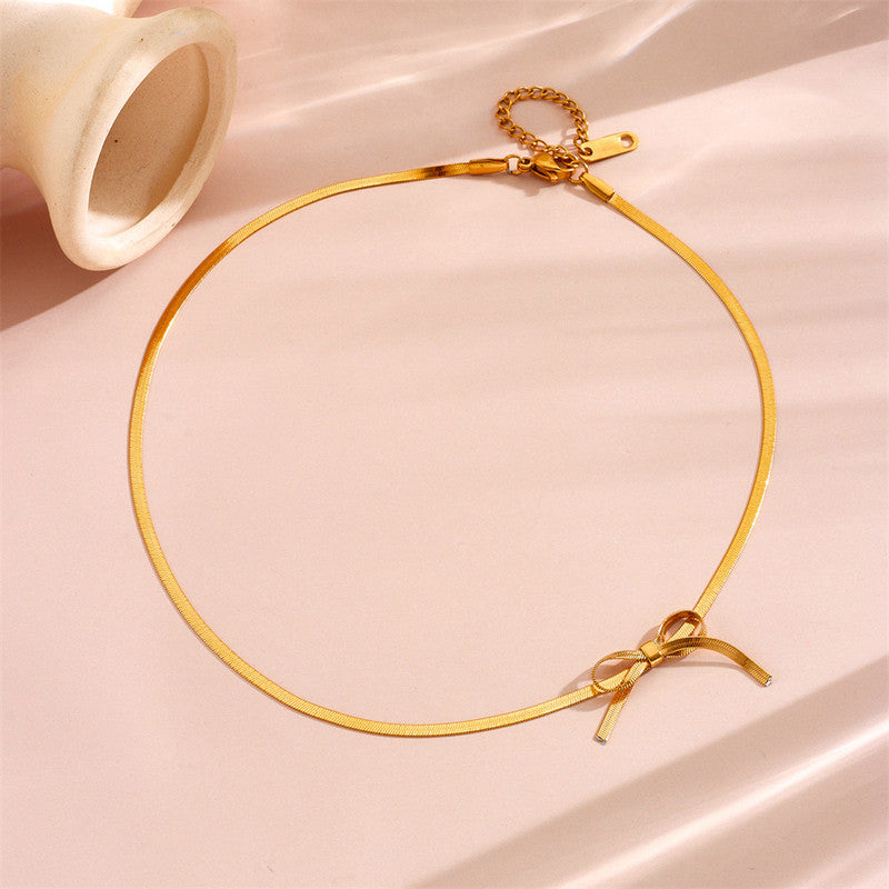 Jewels Galaxy Gold-Plated Anti Tarnish Infinity Bow Choker Necklace