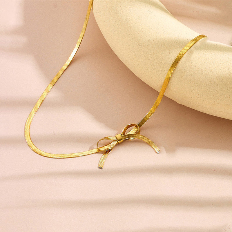 Jewels Galaxy Gold-Plated Anti Tarnish Infinity Bow Choker Necklace