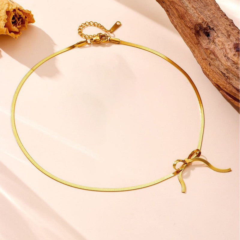 Jewels Galaxy Gold-Plated Anti Tarnish Infinity Bow Choker Necklace