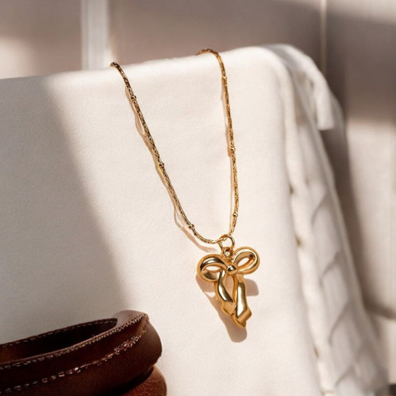 Jewels Galaxy Gold-Plated Anti Tarnish Infinity Bow Pendant