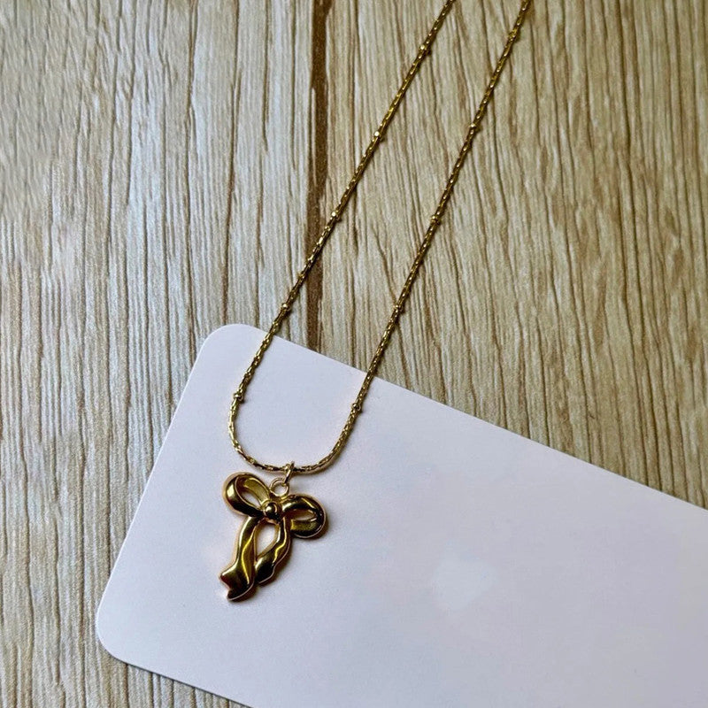 Jewels Galaxy Gold-Plated Anti Tarnish Infinity Bow Pendant
