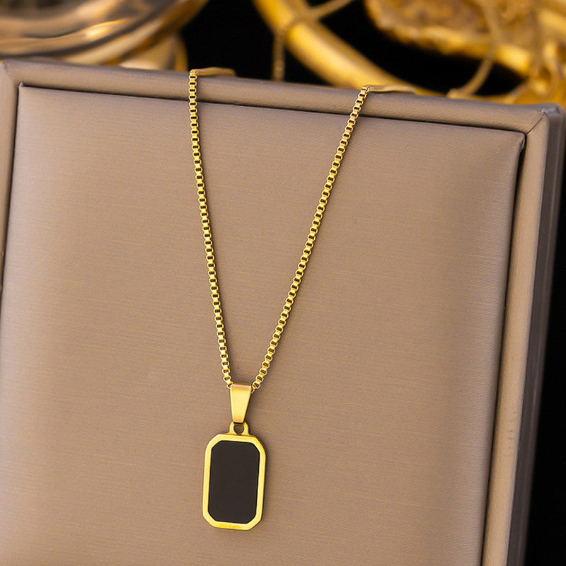 Jewels Galaxy Gold-Plated Anti Tarnish Black Geometric Pendant