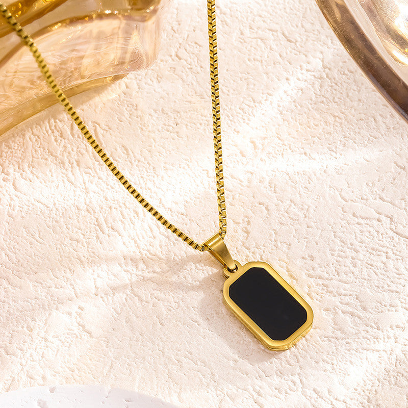 Jewels Galaxy Gold-Plated Anti Tarnish Black Geometric Pendant