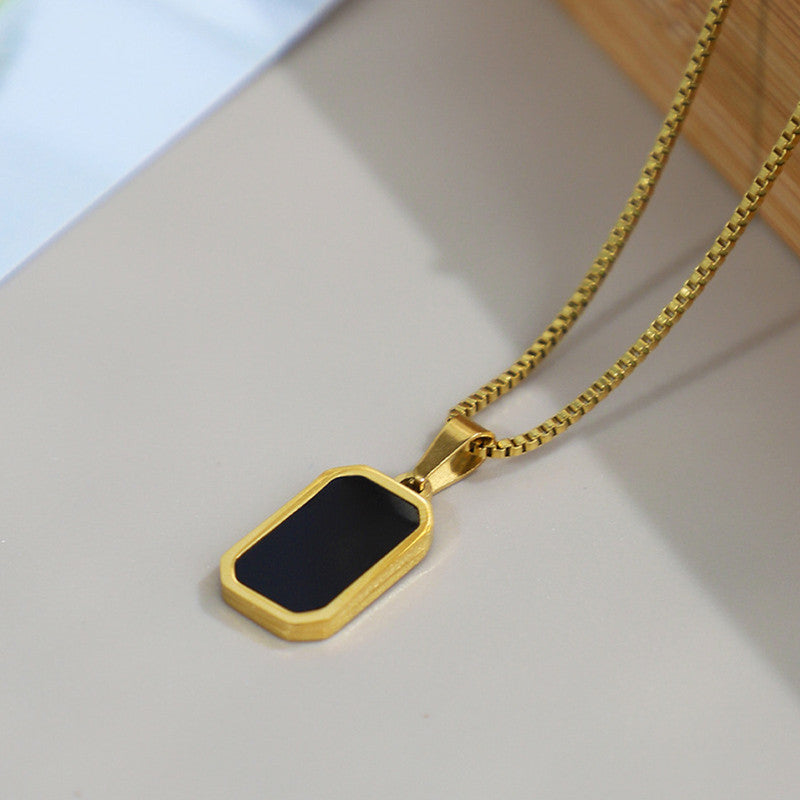 Jewels Galaxy Gold-Plated Anti Tarnish Black Geometric Pendant