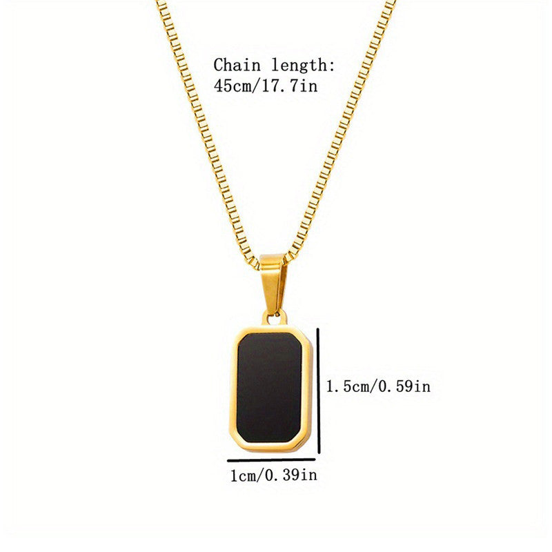 Jewels Galaxy Gold-Plated Anti Tarnish Black Geometric Pendant