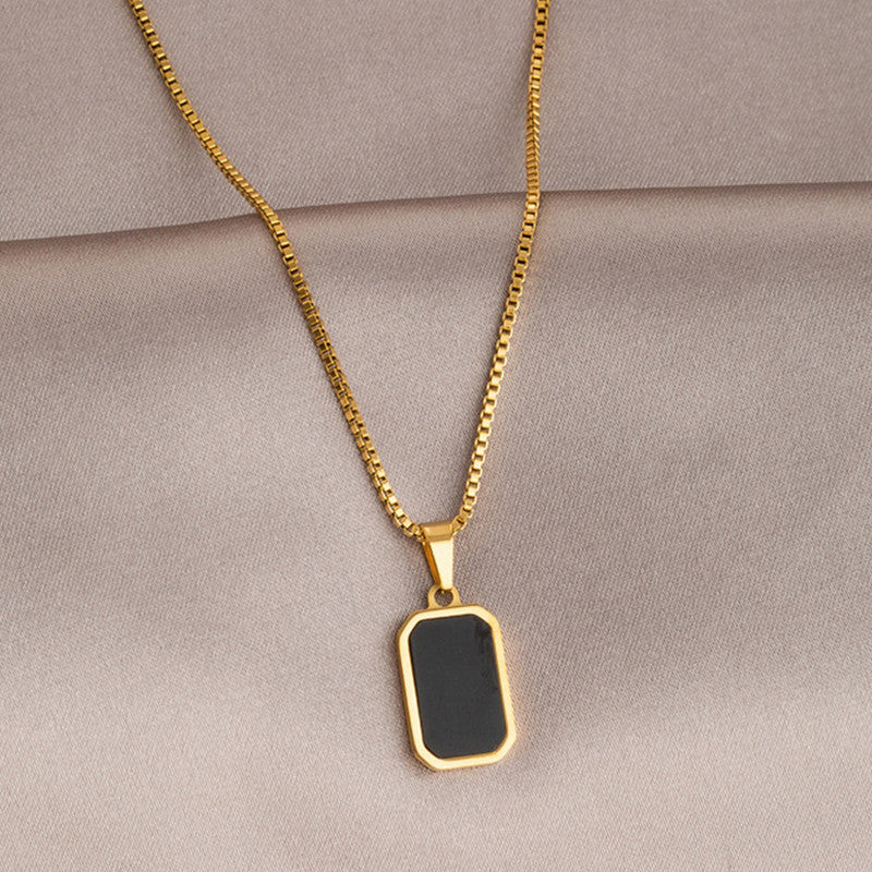 Jewels Galaxy Gold-Plated Anti Tarnish Black Geometric Pendant