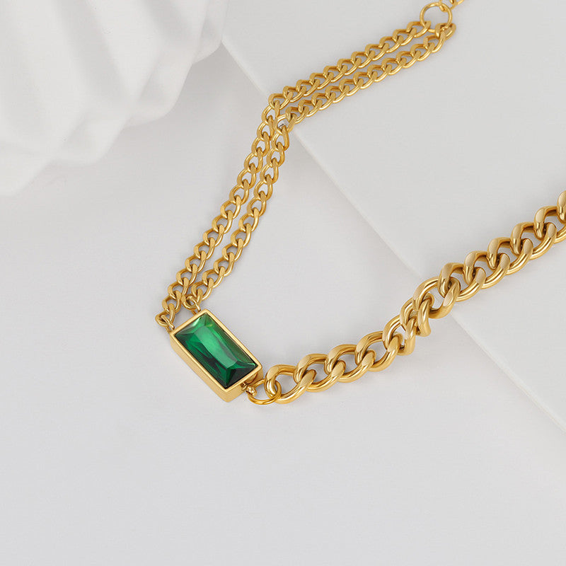 Jewels Galaxy Gold-Plated Anti Tarnish Green Geometric Pendant