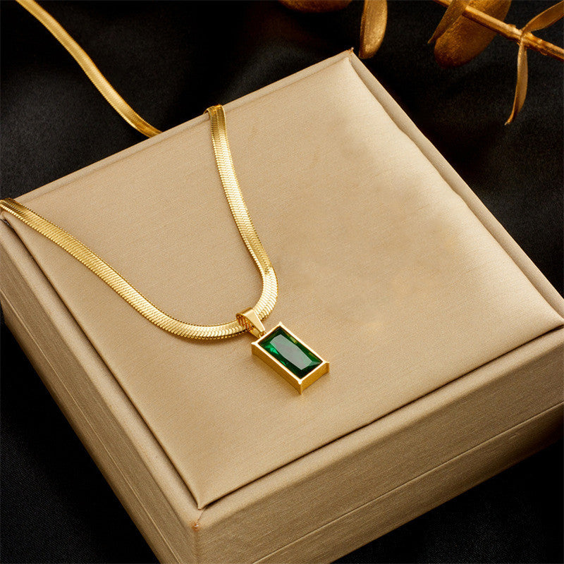 Jewels Galaxy Gold-Plated Anti Tarnish Green Geometric Pendant