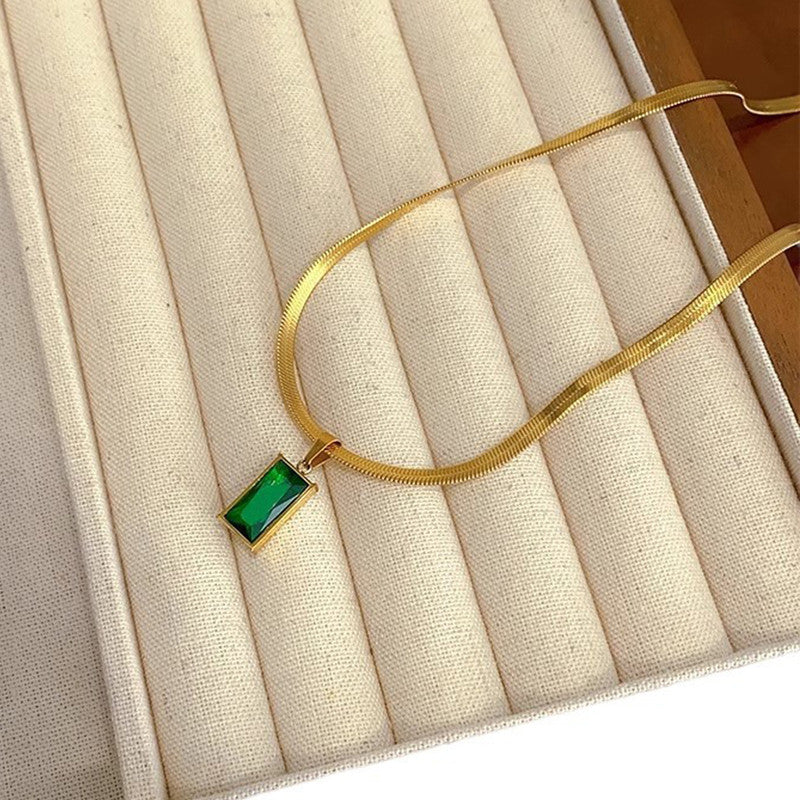 Jewels Galaxy Gold-Plated Anti Tarnish Green Geometric Pendant