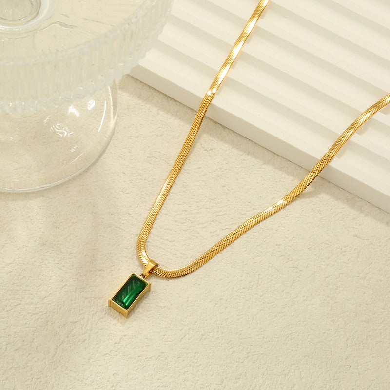Jewels Galaxy Gold-Plated Anti Tarnish Green Geometric Pendant